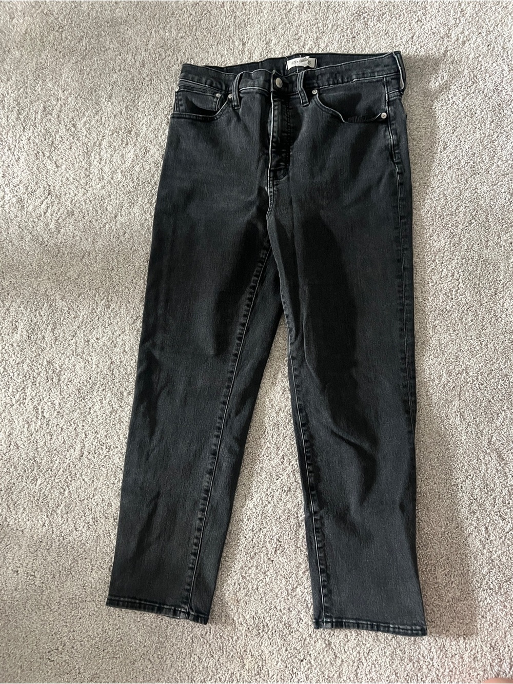 Black High-Rise Straight Leg Jeans Madewell classic straight Jean 30 T